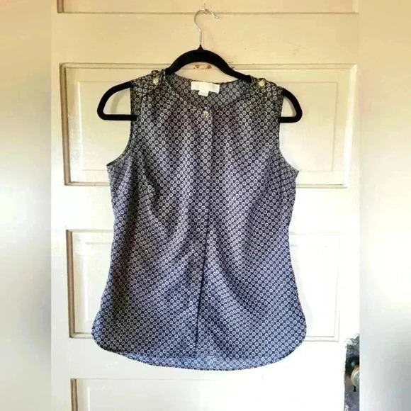 Michael Kors Sleeveless Blouse Button Up Snap Tunic Polka Dots Size 2 Small EUC - Picture 1 of 5